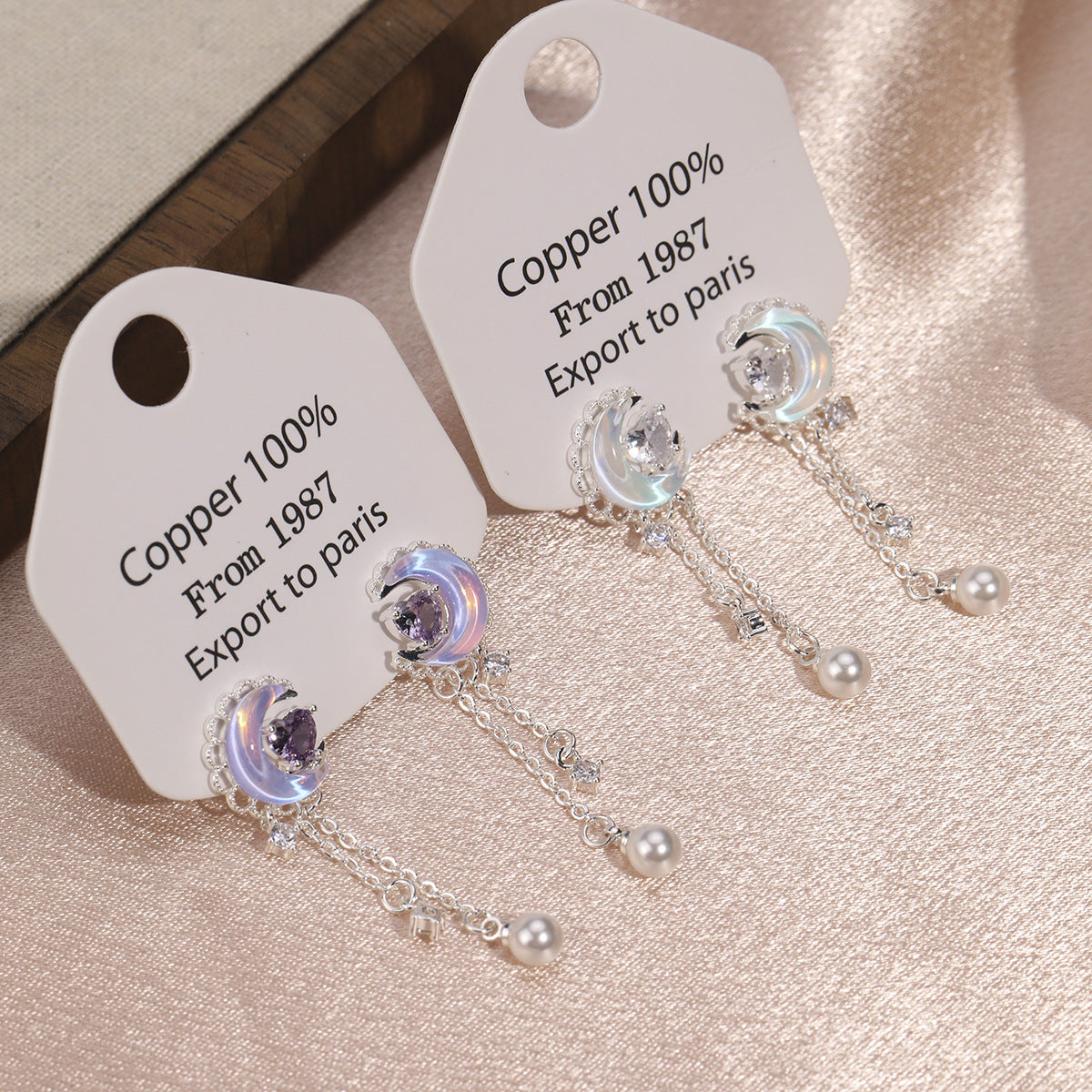 Women's Star Ear Sterling Sier Vintage Mori Style Zircon Niche Moonstone Stud Earrings