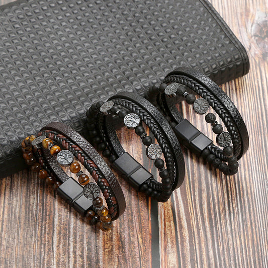 Men's Stainless Steel Volcanic Rock Magnetic Buckle Bracelets