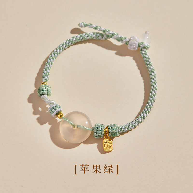 Women's & Men's Natural Agate Peace Buckle Couple For Free Gifts Friends Hand-woven Bracelet