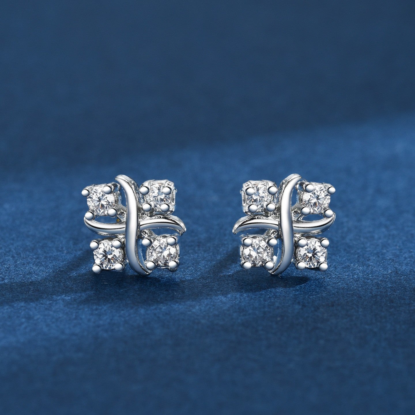Women's Copper Plated Gold Micro Inlaid Zircon Stud Earrings