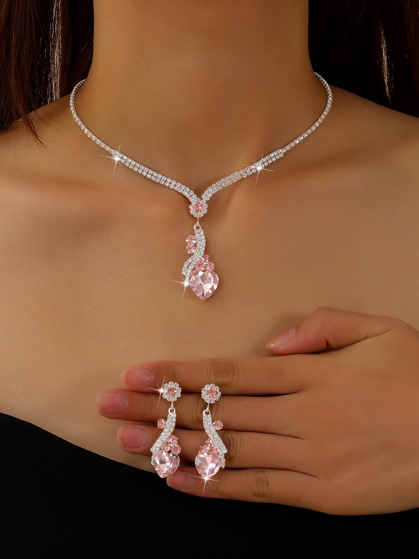 Women's Water Drop Geometry Crystal Two-piece Jewelry Set