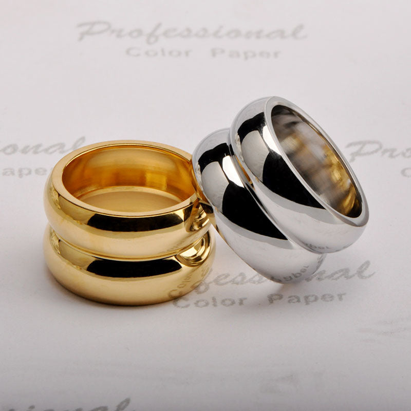 Wide-brimmed Textured Stainless Steel Simple Female Rings