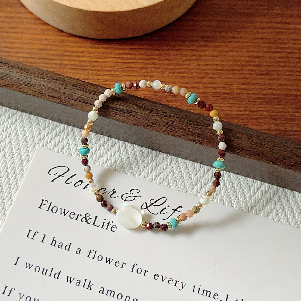 Natural Stone Crystal String Beads Style Design Dopamine Bracelet