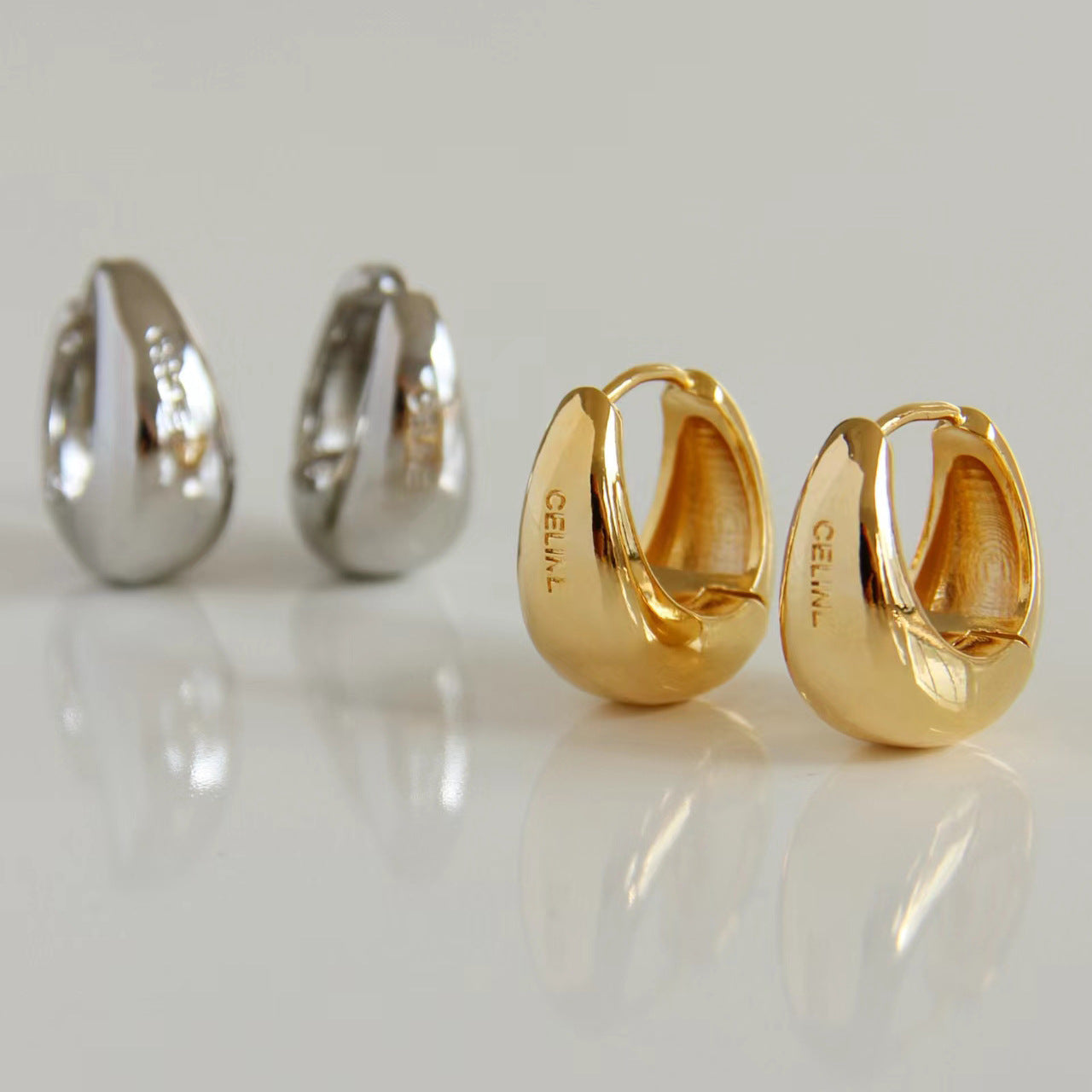 French Retro Trendy Metal Brass Gold-plated Cold Earrings