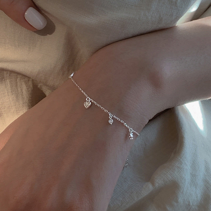 Rhinestone Glossy Heart Female Minimalist Creative Bracelet
