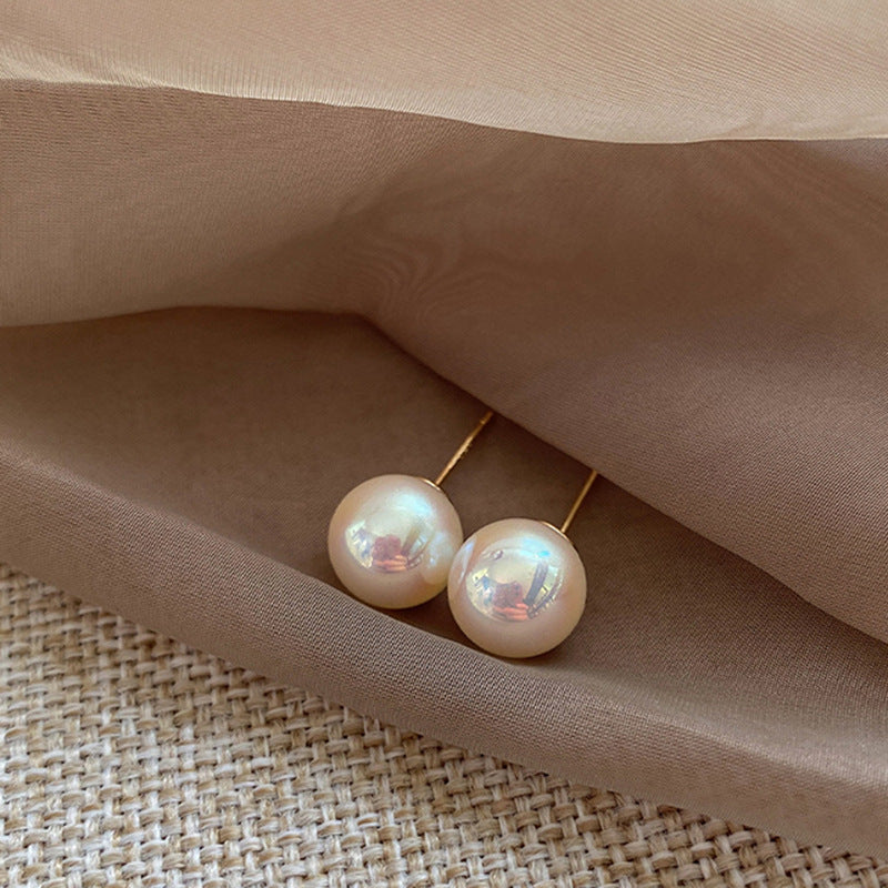 Flour Light Milky White Pearl Female Sterling Earrings