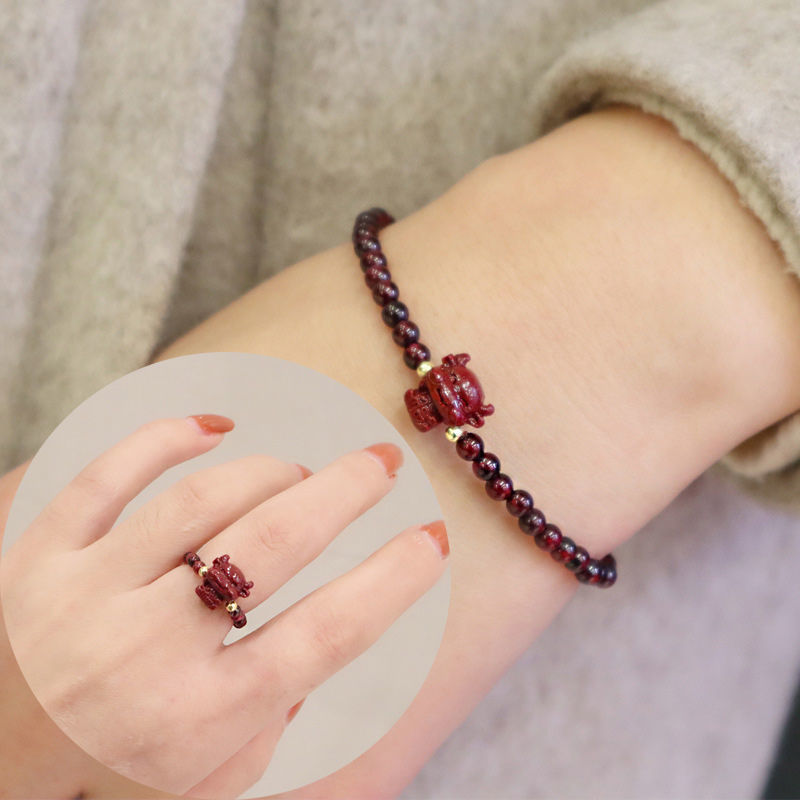 Raw Ore Purple Gold Sand Cinnabar Garnet Rings