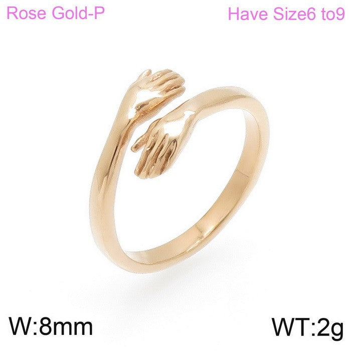 Korean Jewelry Personalized Opening Hands Hug Rings