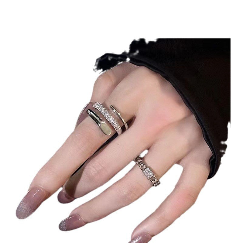 Luxury Minority Design Two-piece Open Female Fashion Rings