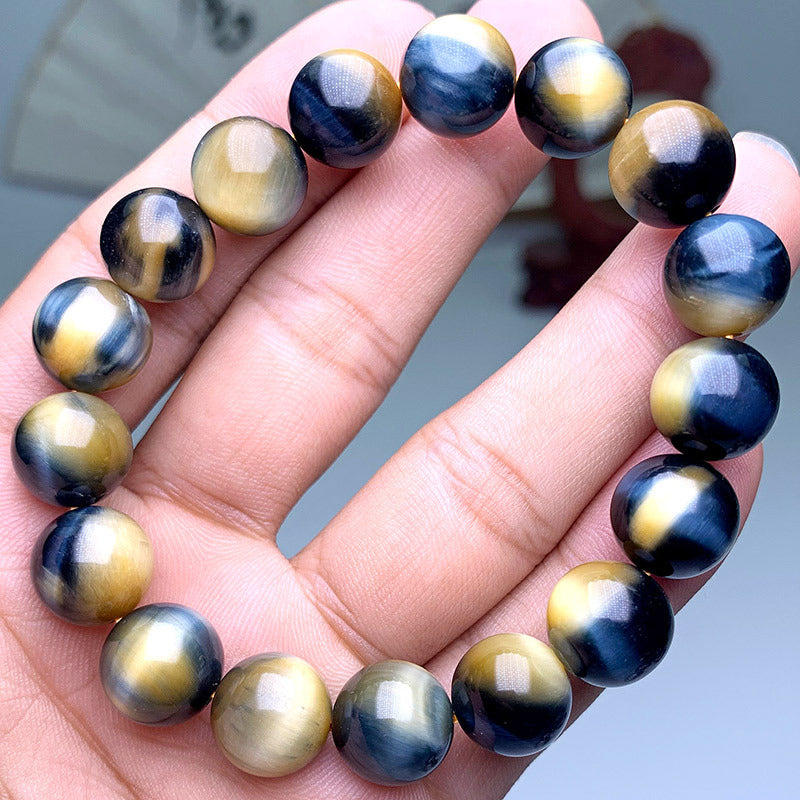 Natural Golden Blue Dream Tigereye Eye Symbiosis Wood Bracelet