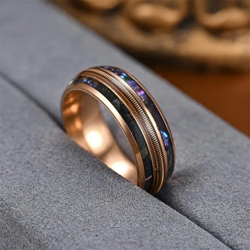 Fashion Retro Minority Spring Three-line Double Color Rose Gold Shell Ring