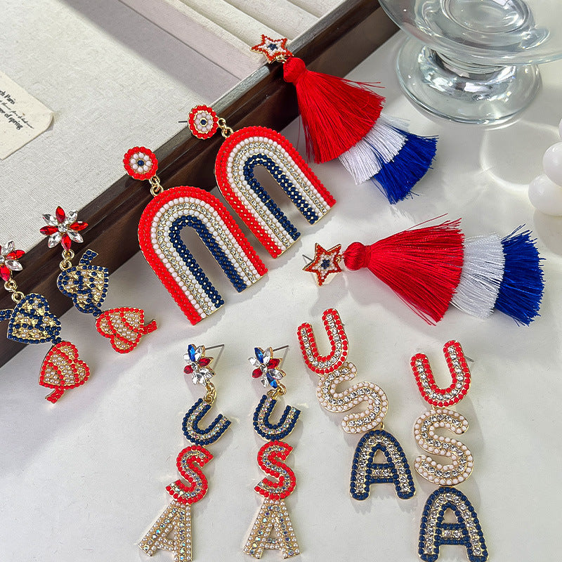 Independence Day Style English Love Bead Rings