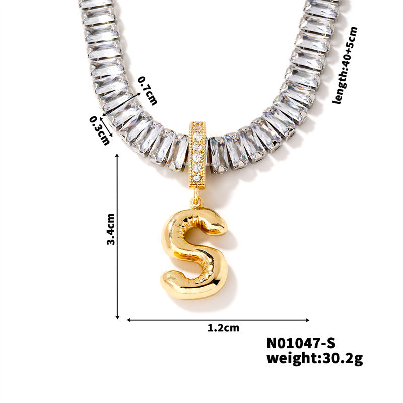 Zircon Letter English High Sense Simple Necklaces