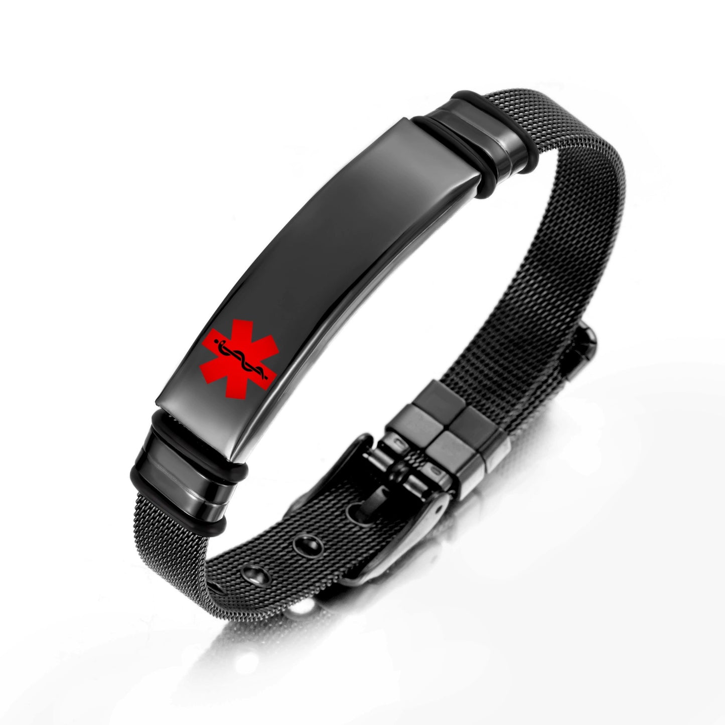 Glossy Can Carve Writing Stainless Couple Inscribed Medical Mark Bracelet
