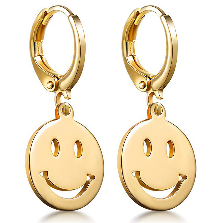 Cartoon Smiley Oil Dripping Craft Love Star Earrings