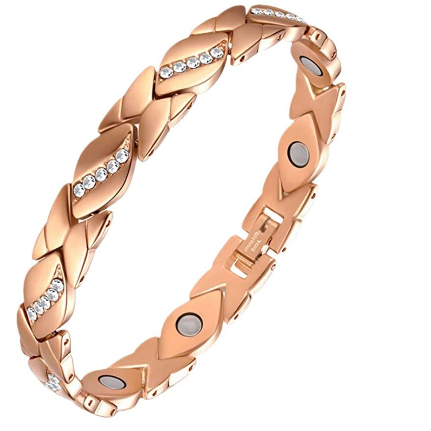 Women's Magnet High-grade Bronze Leaf Brushed Creative Bracelet
