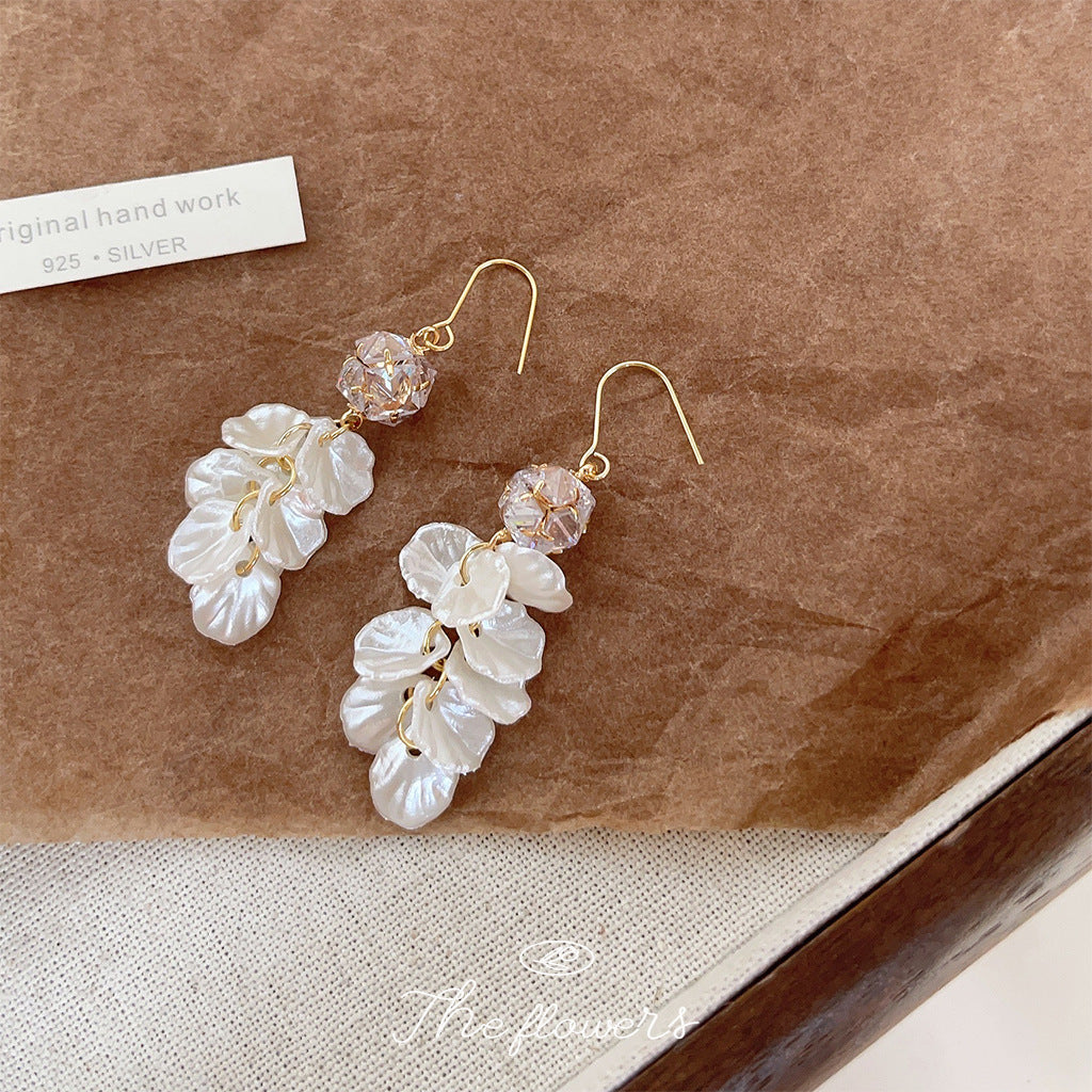 Fairy Long Zircon Tassel Leaf Hand-made Design Sense Earrings