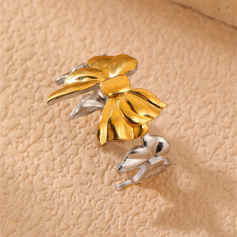 Stainless Steel Opening Adjustable Female Leaves Ring