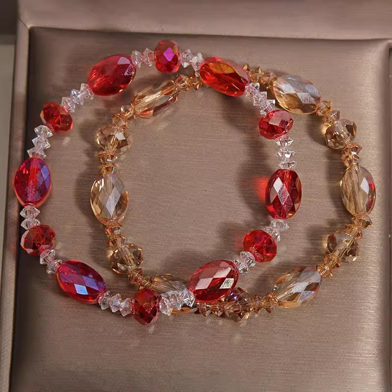 Champagne Gold Shining Cut Crystal Light Luxury Minority High Sense Bracelets