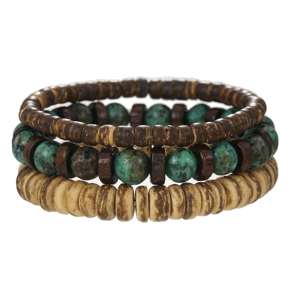 Men's Piece Twin Suit Retro African Turquoise Bracelets