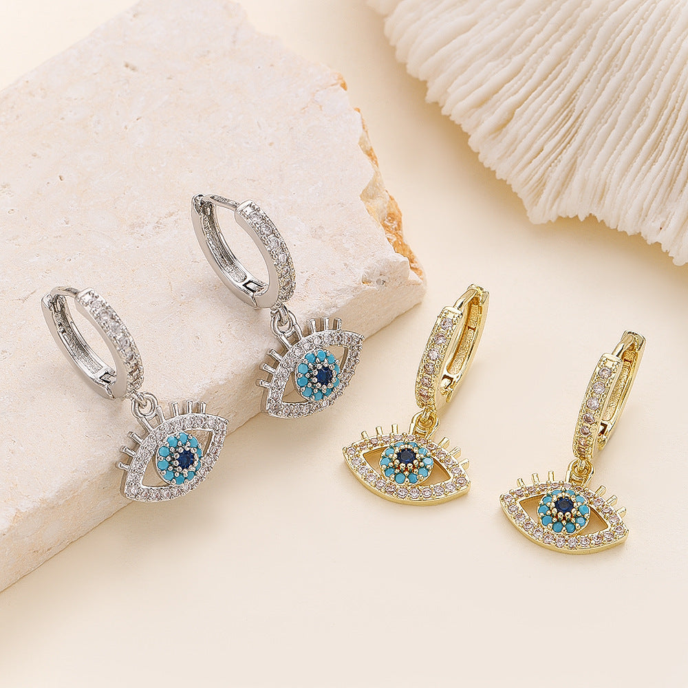 Eye Zircon Temperament Female Dripping Eyes Earrings