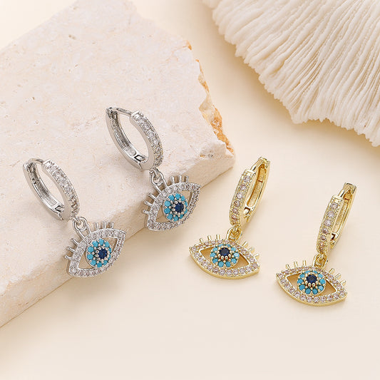 Eye Zircon Temperament Female Dripping Eyes Earrings