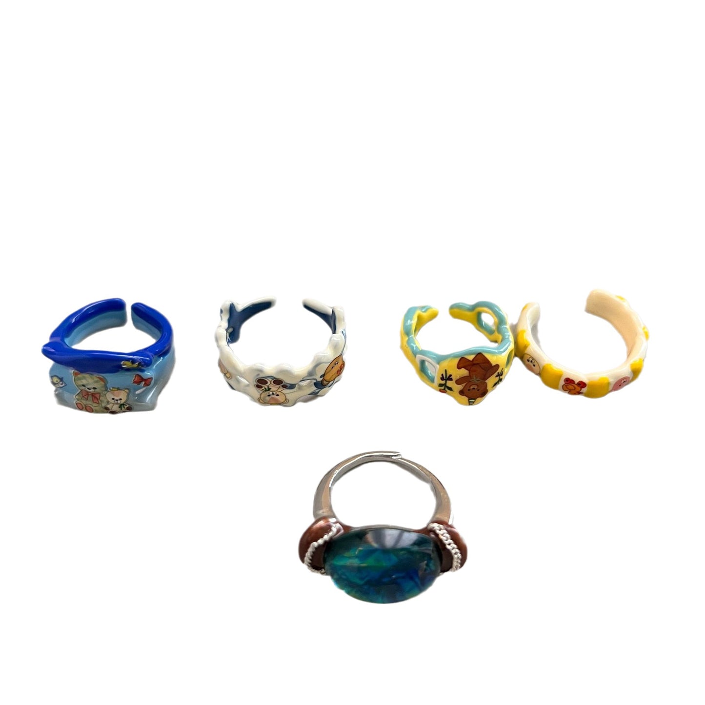 Children's High-grade Design Dripping Oil Open Stacked Band Special Multicolor Ring