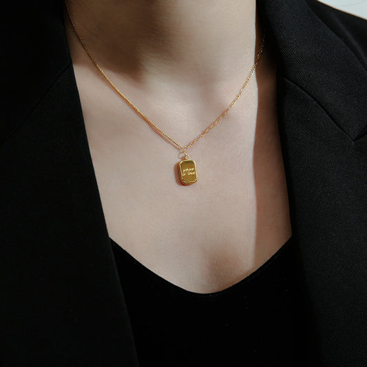 Cube Sugar Female English Letter Square Necklaces