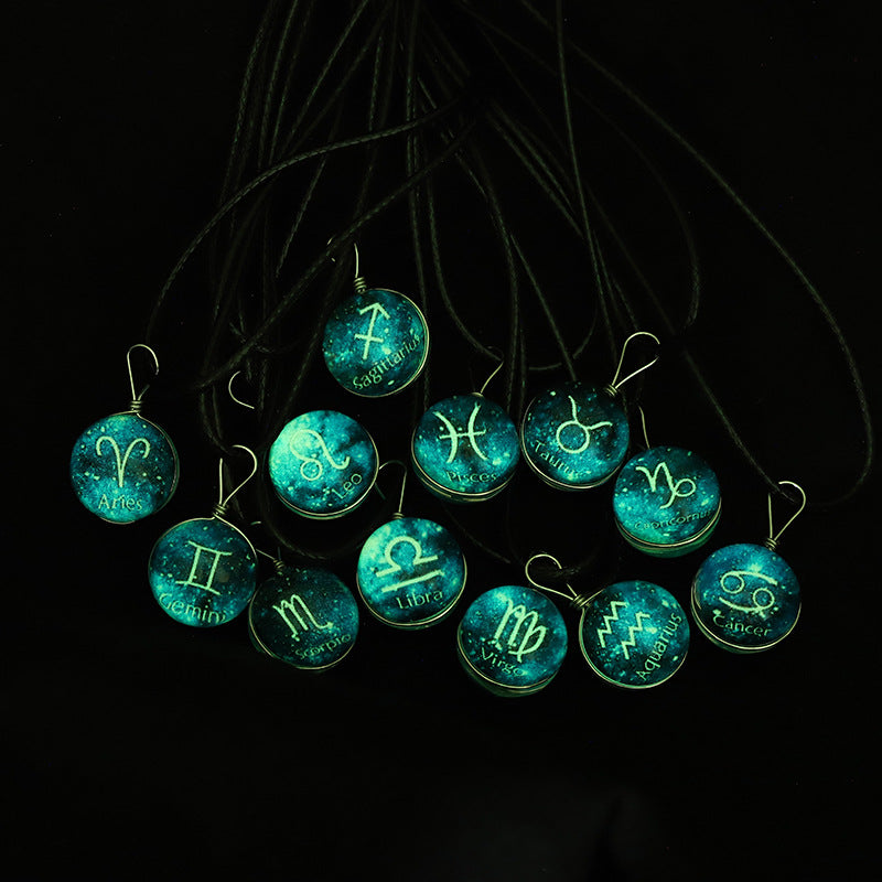 Starry Sky Luminous Twee Constellation Glass Mori Fresh Clavicle Chain Necklace
