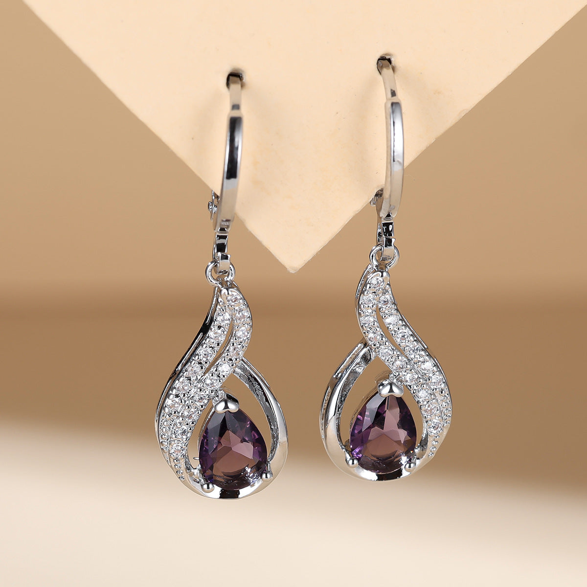 Stylish Water Drop Zircon Lady Temperament Earrings