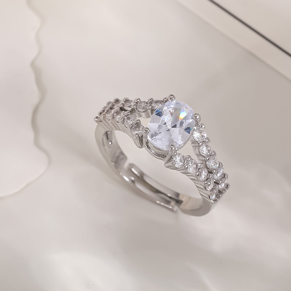 Women's Open-end Zircon Fashionable Classy Simple Cold Feeling Goddess Rings