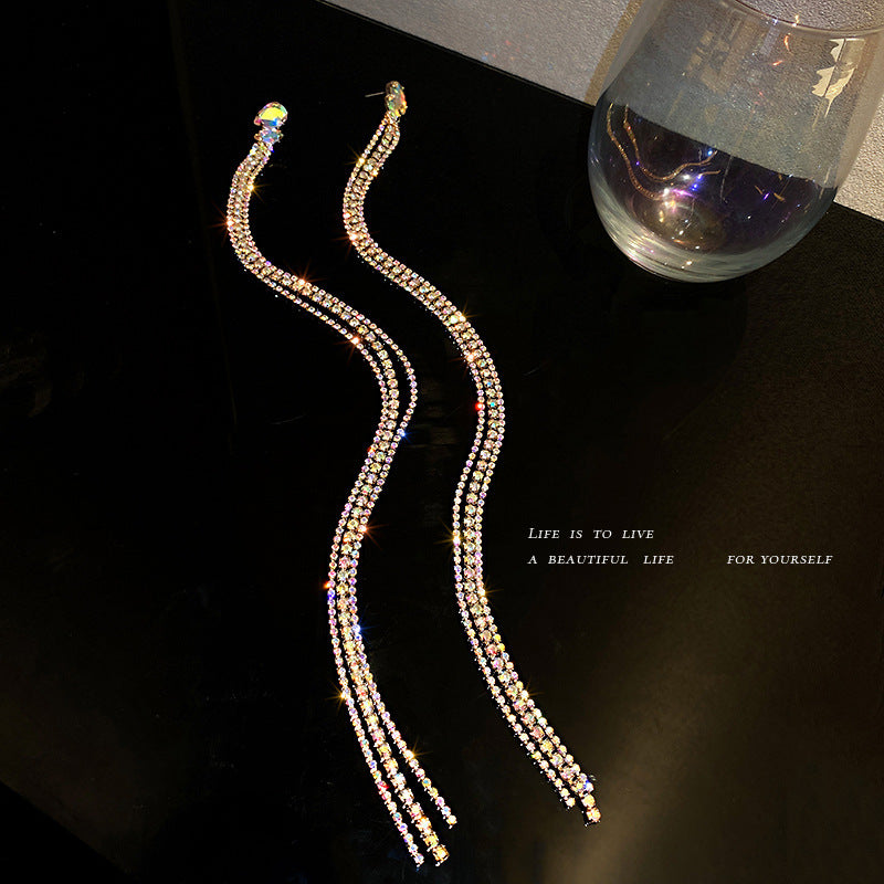 Women's Needle Light Luxury Tassel Retro Exaggerated Earrings