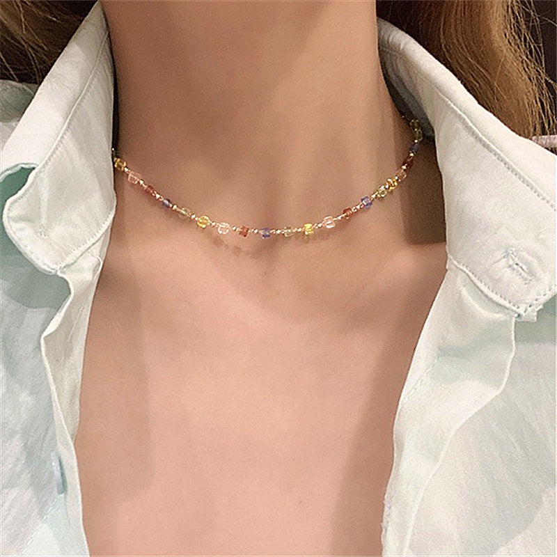Women's Summer Color Crystal String Beads For Dignified Sense Necklace