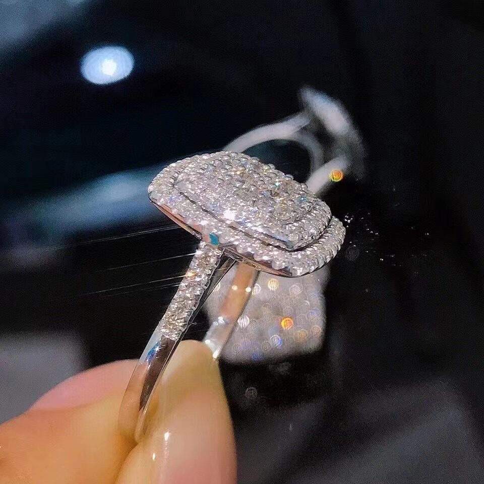 Rhinestone Square Princess Fashion Female Engagement Rings