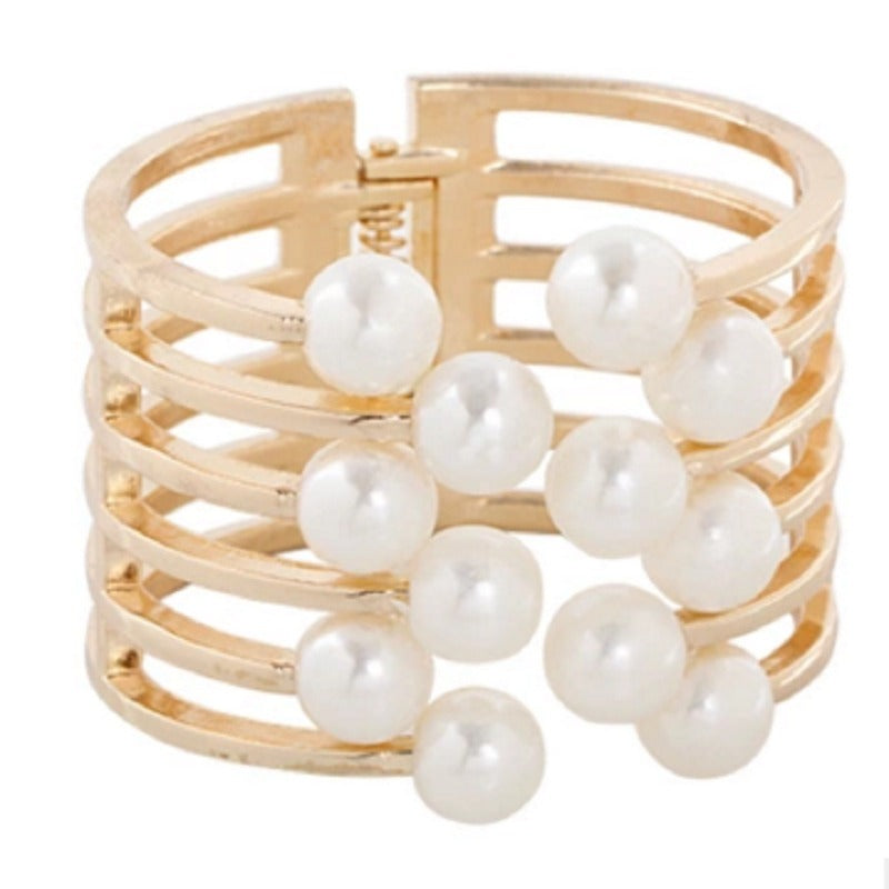 Luxury Electroplated Alloy Simple Rhinestone Pearl Bracelet