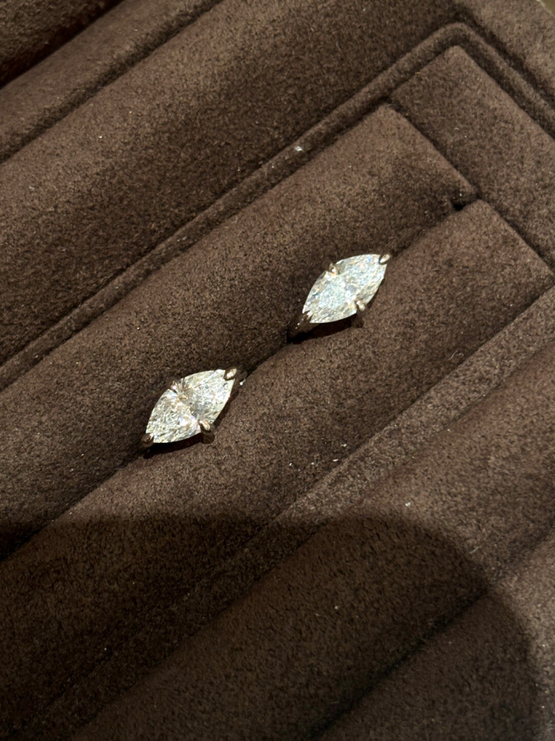 Star Ear Clip Drop-shaped Diamond Bezel Setting Stud Earrings