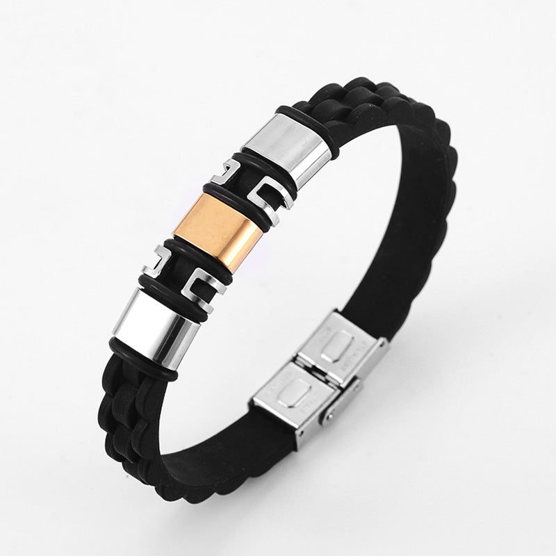 Men's Trendy Silicone Titanium Steel Couple Inscription Minimalism Bracelets