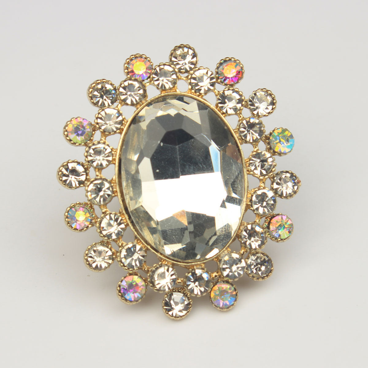 Rhinestone Open Luxury Banquet Adjustable Big Ring