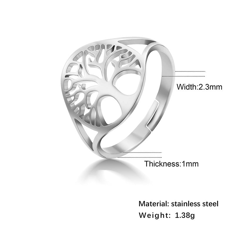 Women's Adjustable Stainless Steel Sacred Geometric For Charm Rings