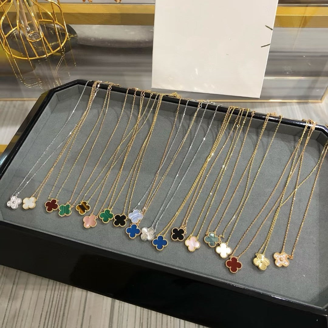 High Version V Gold Clover Thick Plated Clavicle Chain Necklaces
