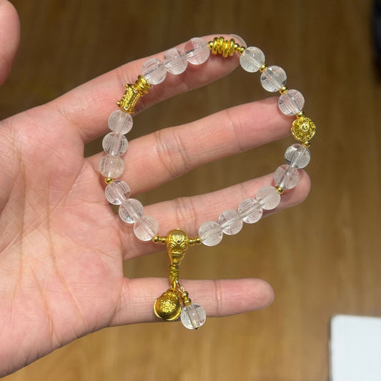 Sutra White Colored Glaze Single Temple Bracelets