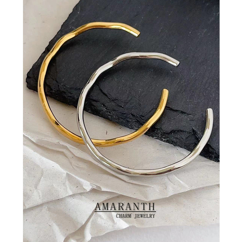 Gold-plated Metallic Simple Irregular Wave Texture Personality Titanium Bracelet