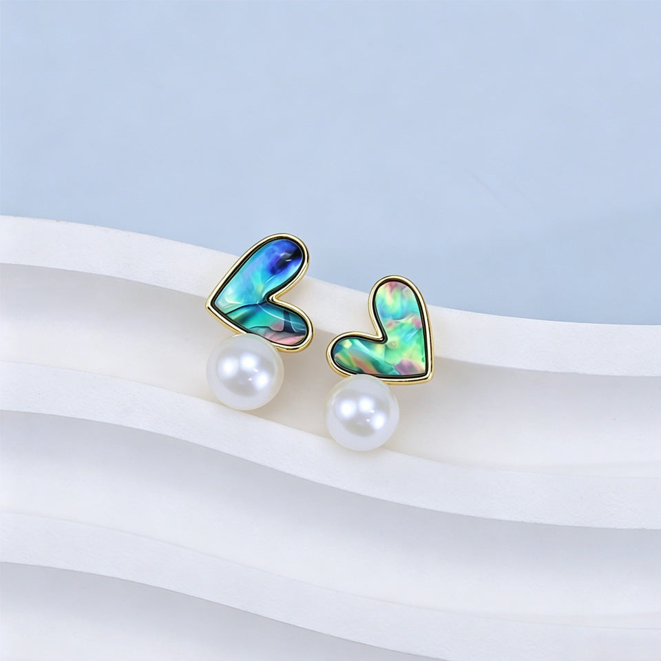 Abalone Natural Freshwater Pearl Ear Eardrops Sier Needle Stud Earrings