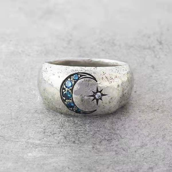 Women's Simple Sun Moon Inlaid Zircon Rings