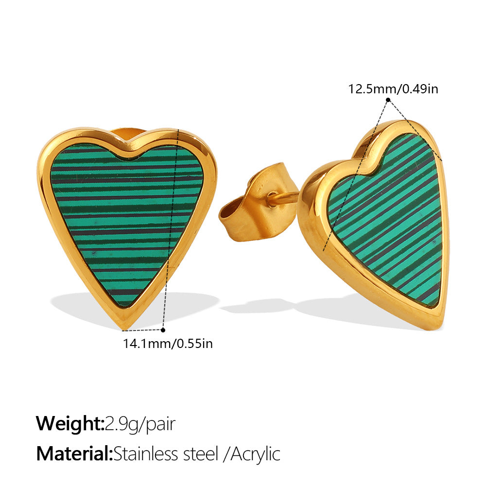 Retro Gold Irregular White Shell Love Heart Fashion Simple Style Stud Earrings