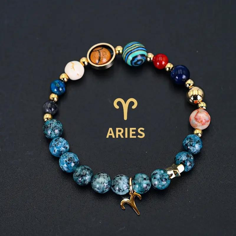 Planets Twee Constellations Natural Stone Blue Black Bracelet