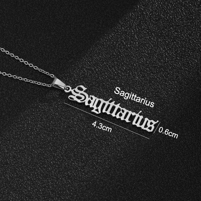 Women's & Men's Constellations Stainless Steel English Letters Titanium Clavicle Pendants
