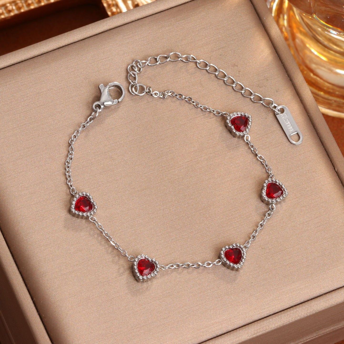 Steel Heart Shape With Diamond Zircon Bracelets