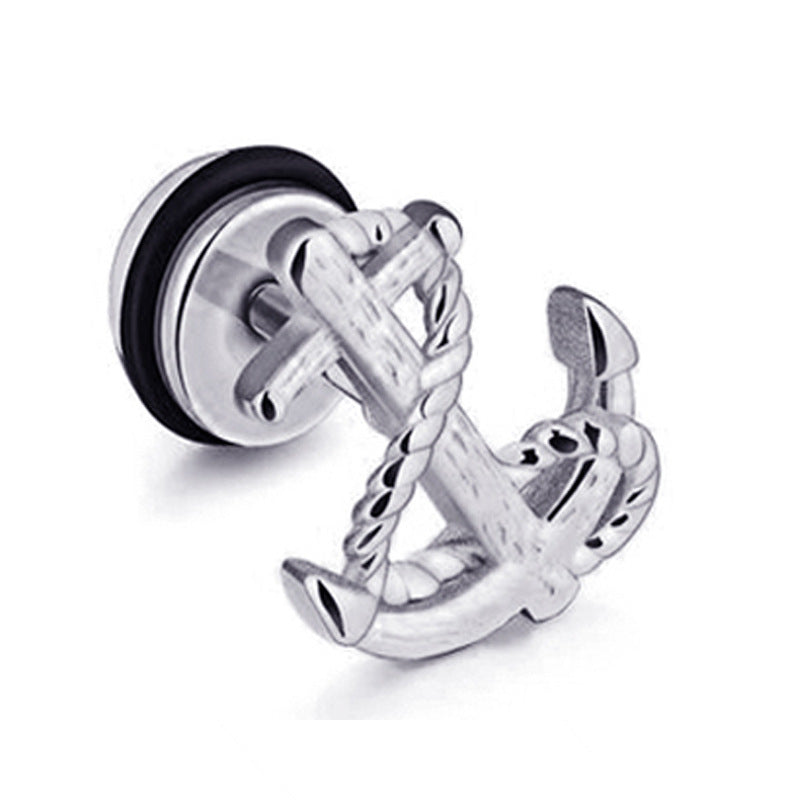 Women's & Men's Hip Hop Rock Boat Anchor Hipster Stainless Earrings