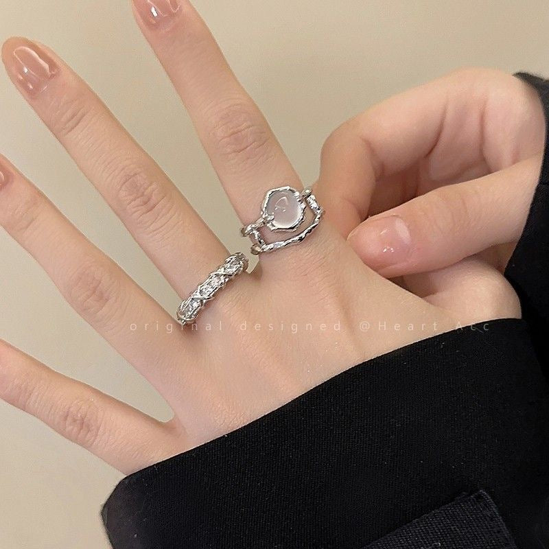 Women's Open-end Zircon Light Luxury High-grade Temperament Index Finger Ring